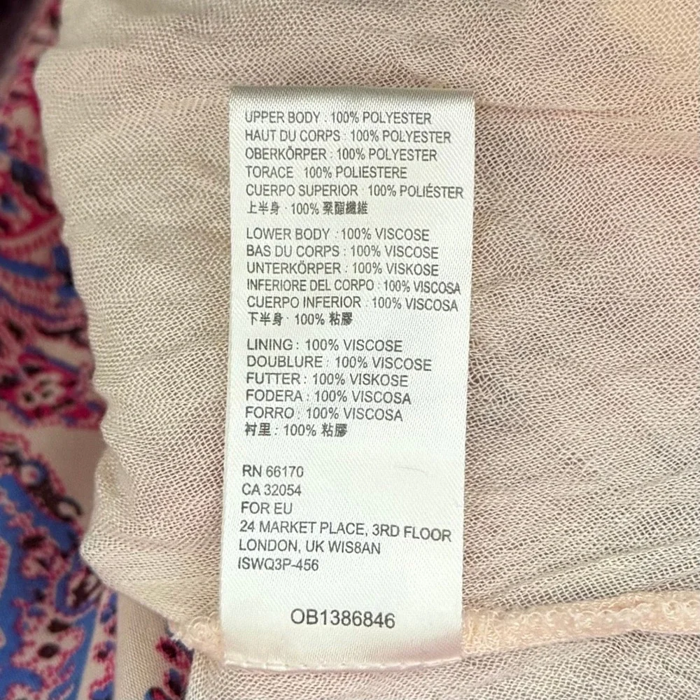 Free People Dress Size 4 Pink Purple Mirage Paisley Maxi Boho Tassel Empire